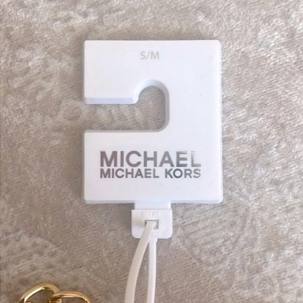 Brand New Michael Kors Gold Tone Logo Metal Chain Belt Adjustable Length